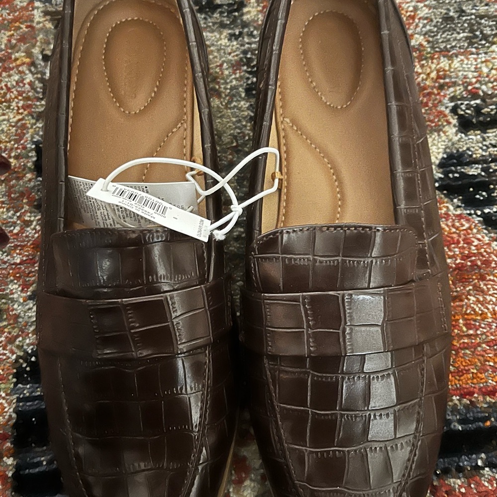 Old Navy Dark Brown Croc-Embossed Loafers